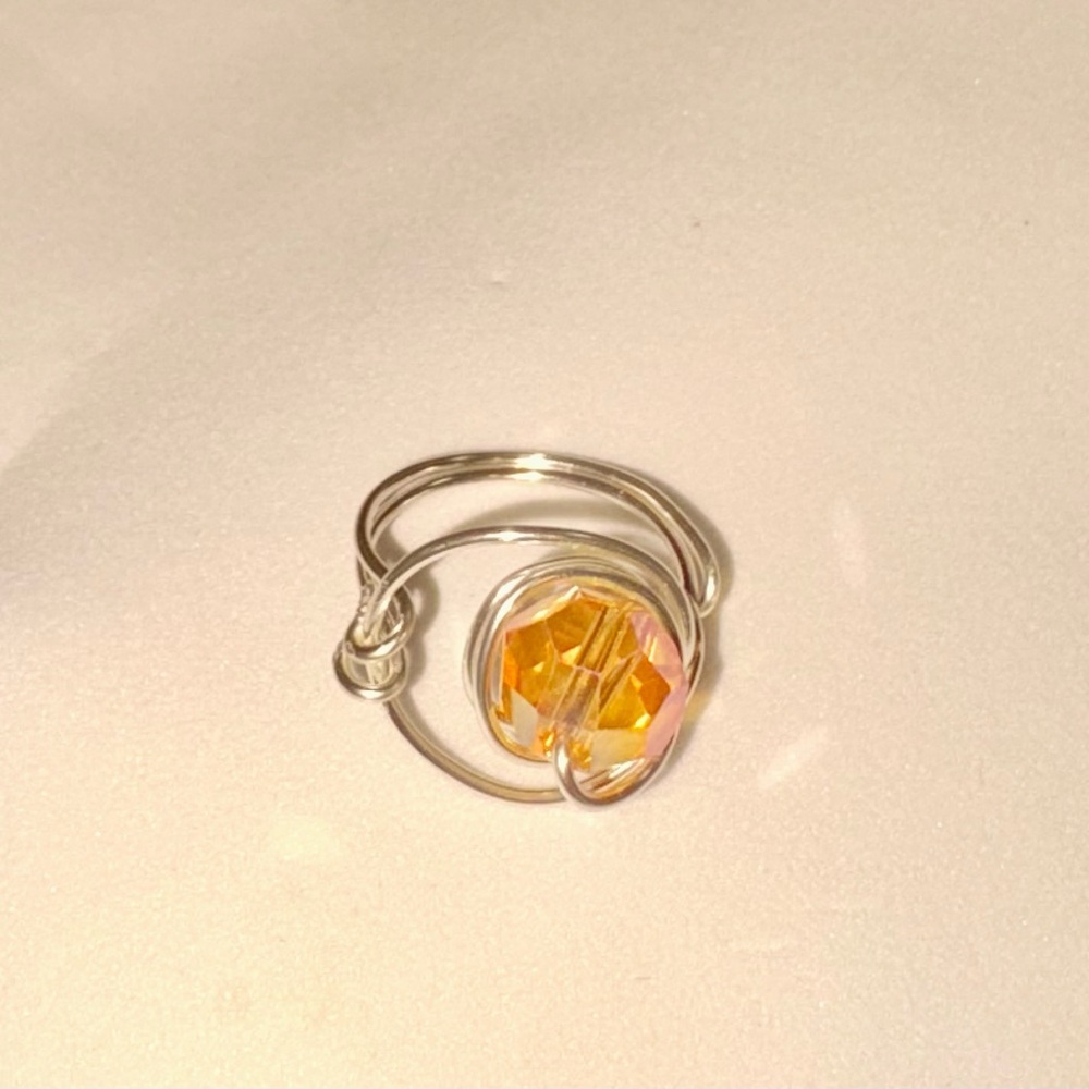 Stunning Silver Eye Ring with Amber Gemstone